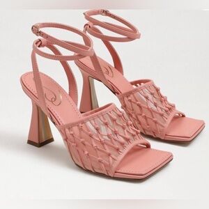NIB Sam Edelman Candice Faux Leather Square Toe Heels Strappy Sandals